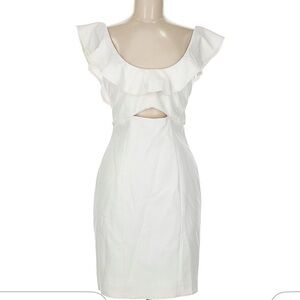 Likely White Cutout Sheath Stretch Ruffle Mini Dress 6